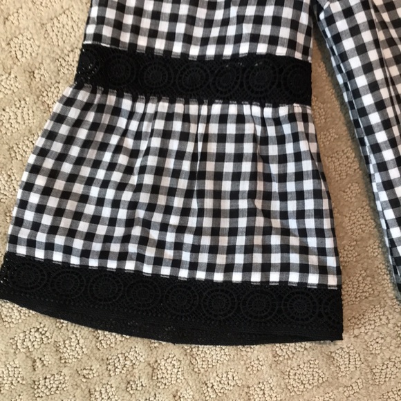Chico’s black and white checked blouse with lace detail. - Picture 4 of 11
